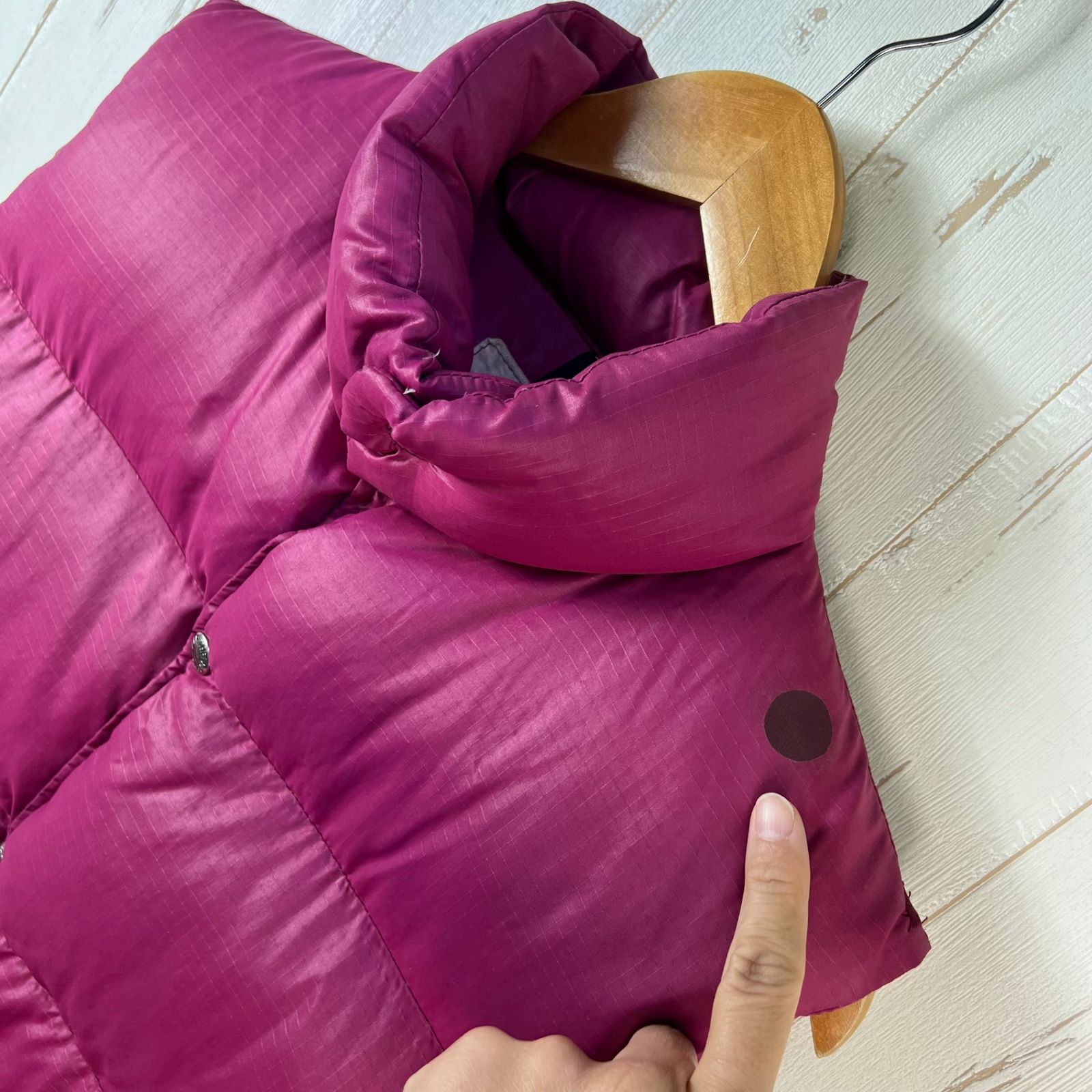 70's 茶タグ ノースフェイス ダウンベスト リップストップ パープル M