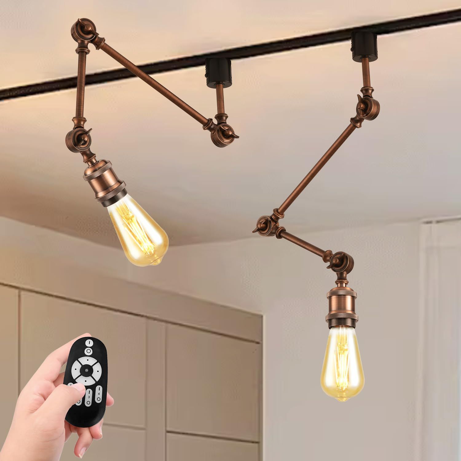 数量 長アーム ロングタイプ レールライト 調色 調光 ライティングレール器具 リモコン付き ダクトレール照明 LED電球付き 角度調節自由 北欧 消費電力6W 60W形相当 インテリア 600LM 廊下 E26口金 2個セット 寝室 ダクトレールライ