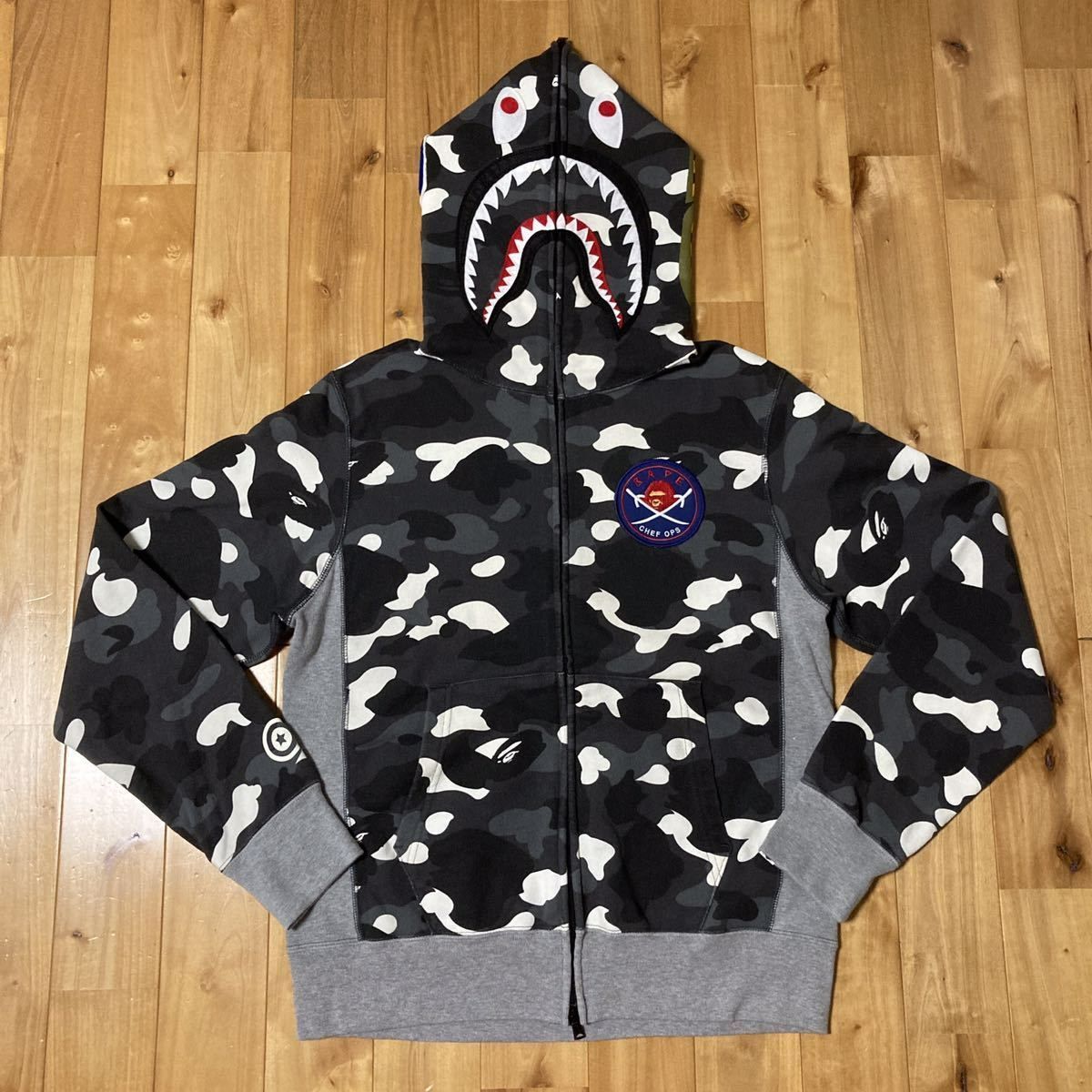 ☆蓄光☆ XL EMBROIDERY shark full zip hoodie City camo シャーク 