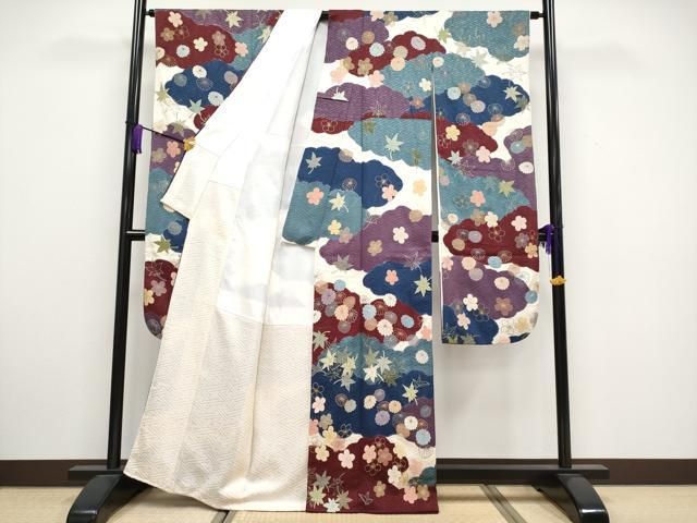 平和屋本店 上 中国三大刺繍 相良刺繍 振袖 桶絞り 駒刺繍 雲取り舞花文 CYAA3322s5