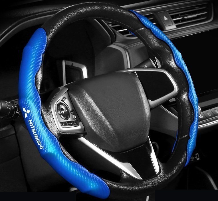 三菱 MITSUBISHI ハンドルカバー 車用 ステアリングカバー 滑り防止 ハンドル保護 取り付けが簡単 2本セット ☆カーボン調 ブルー -  メルカリ