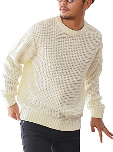 Size M_Color ホワイト キャバリア メンズ ユニセックス セーター ニット クルーネック ワッフル ヘビーウェイト 長袖 CAJP21-06 44 M WHT ホワイト
