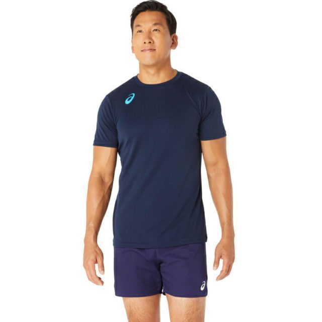 asics アシックス DRY SS T SHIRT ミッドナイトXアイランドブルー S 2051A332 400 | スポーツ用品 スポーツ グッズ ツール アクセサリー 雑貨 小物 使いやすい バレーボール 衣類 メンズ 男性用 S トップ