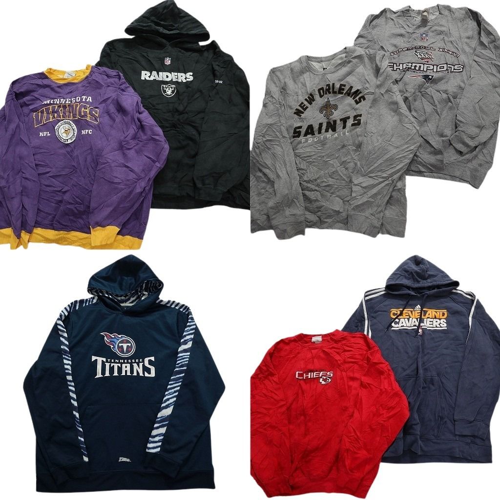 古着卸 まとめ売り プロチーム スウェット 7枚セット (メンズ 2XL ) パーカーMIX NFL NBA アディダス MW8730