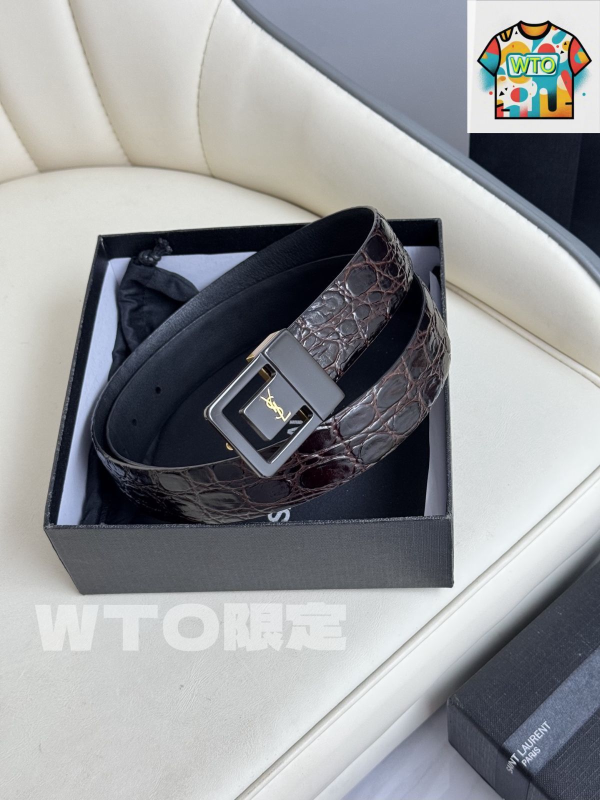 【SAINT LAURENT】 シャルニ エールバックル レザーベルト サンローラン SAINT LAURENT SAINT LAURENT ベルト YSL BELT 2.0