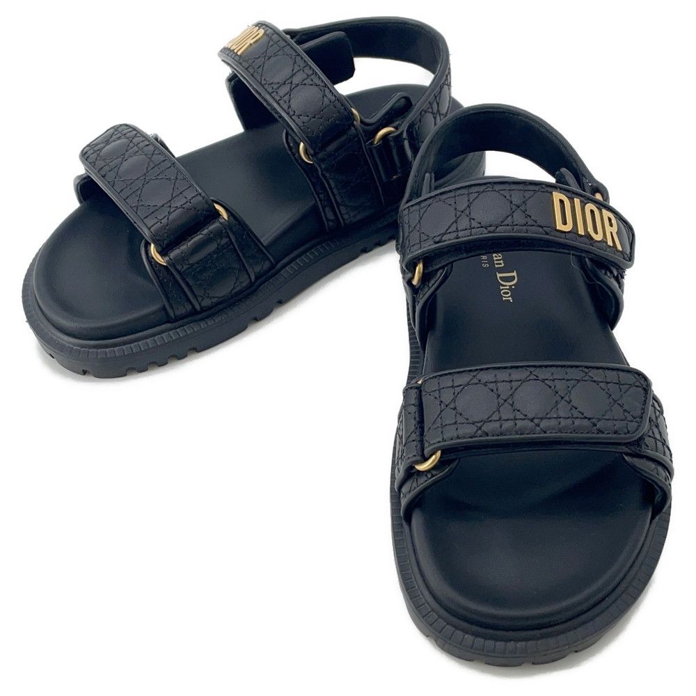 クリスチャン ディオール サンダル ディオールアクト Dioract カナージュ レザー レディースサイズ35 1|2 黒