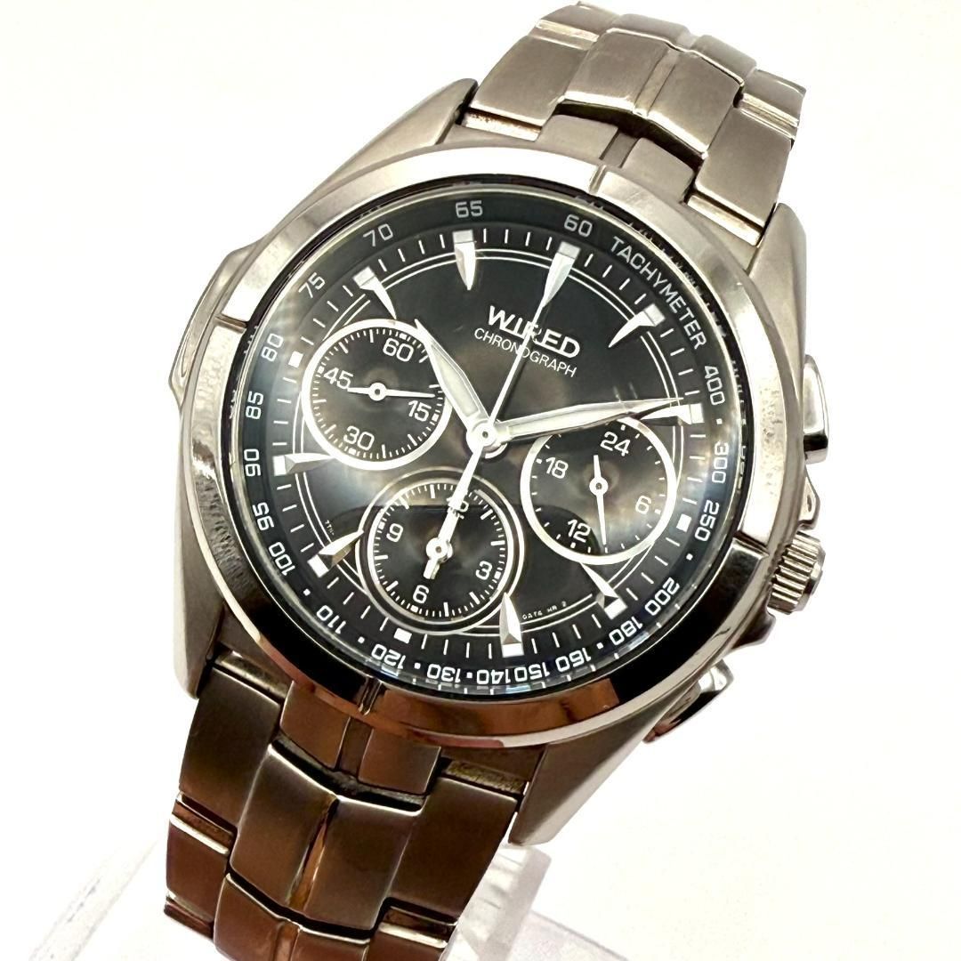 SEIKO WIRED CHRONOGRAPH Titanium case ブラックダイアル クロノグラフ チタン メンズウォッチ