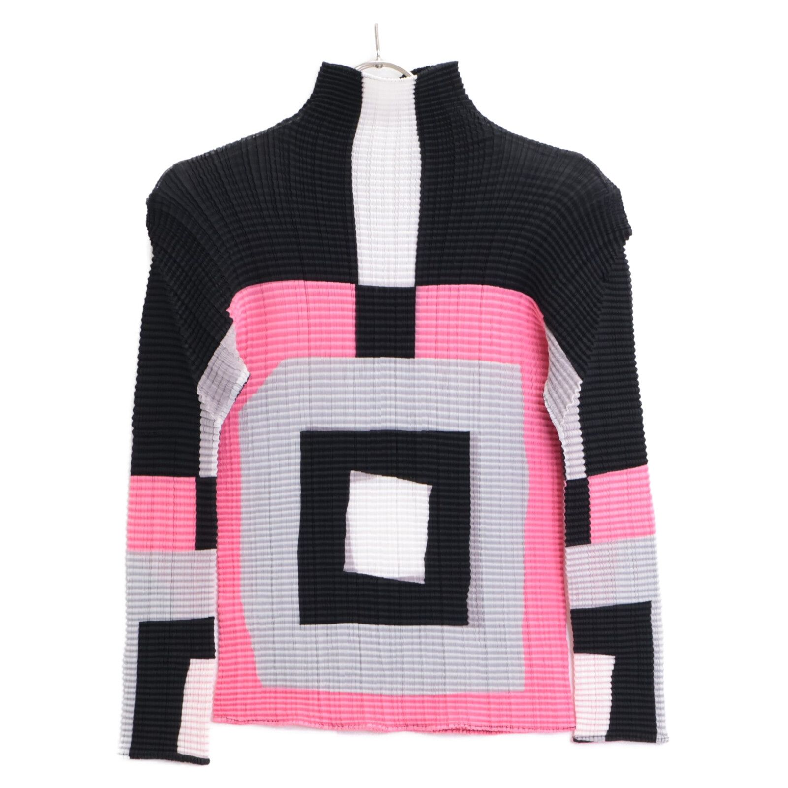 PLEATS PLEASE プリーツプリーズ 10年 ﾋﾟﾝｸ×ﾌﾞﾗｯｸ MM02FT904 長袖ﾄｯﾌﾟｽ M