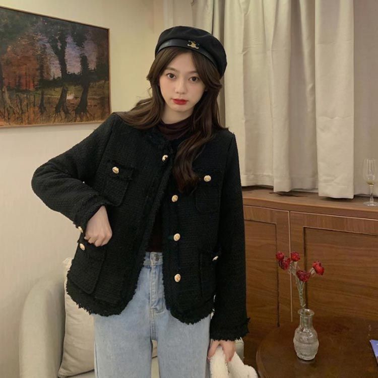 フォーマル ツイードジャケット ツイードブレザー ノーカラー