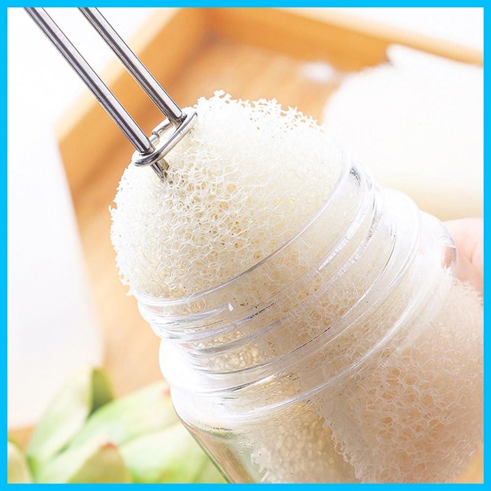 新着商品 食器洗い ブラシ 長い 水筒洗うスポンジ 柄付きスポンジ 柄付き コップ洗いブラシ ステンレス鋼 ボトルブラシ1枚 交換用スポンジ3枚 スポンジ Bombinate