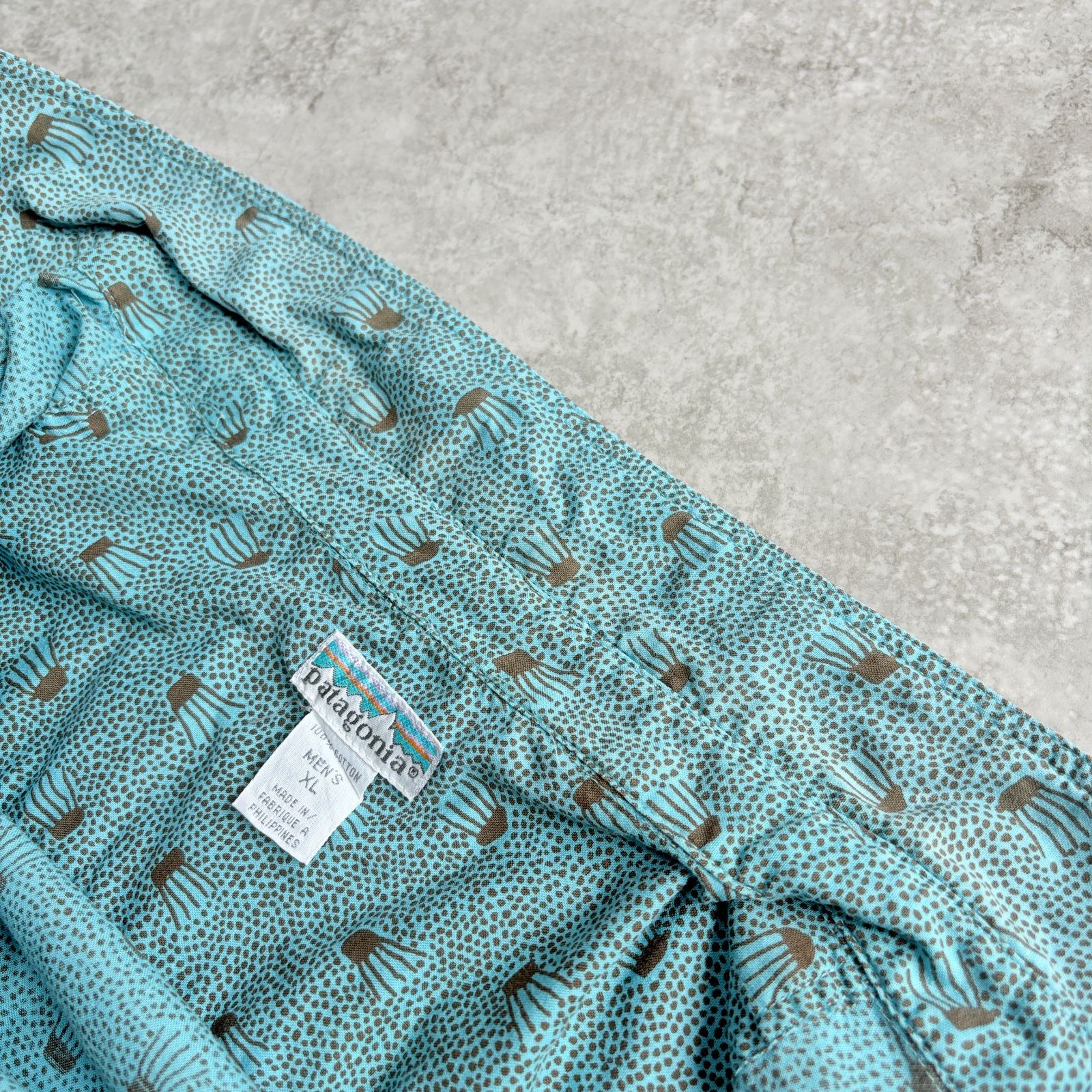 90s 1991年製 patagonia A/Cshirt Cotton Short sleeve shirt 【blue