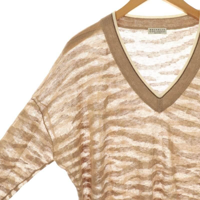 BRUNELLO CUCINELLI リネン　シルク　サマーニット　XLサイズ Brunello Cucinelli Short-Sleeve Cotton Springtime Net Knit