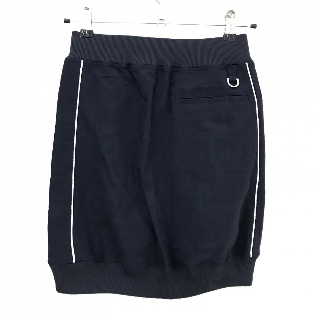 CPG スカート ネイビー 英字地模様 サイドロゴライン ウエストゴム 調節紐 レディース 2 M ゴルフウェア 2025年モデル CPG