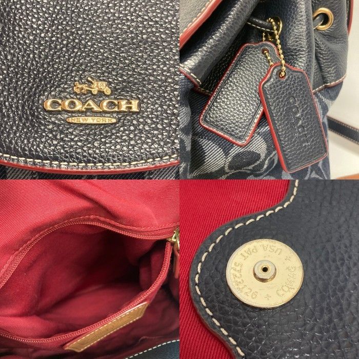 ☆COACH コーチ F37589 シグネチャー キャンバス レザー切替