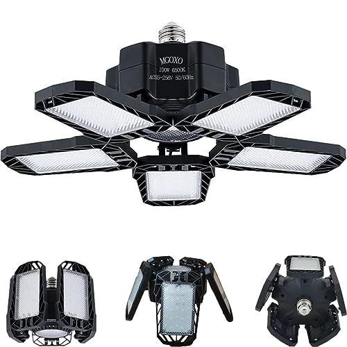 6灯式100W ガレージライトLEDシーリングライト 6灯式 省エネ ペンダントライト ハイパワー 超高輝度 100W 6500K 昼白色 折りたたみ式 変形可能な 天井照明 カーポート、ワークショップ、パーキング、倉庫、地下に適用