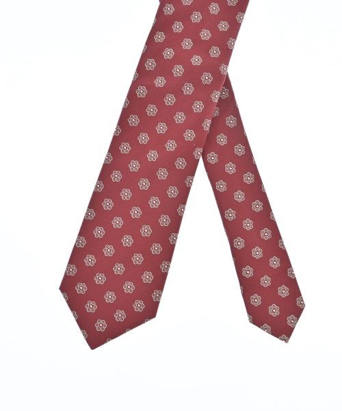 極美品 ルイジボレッリ ネクタイ 無地ソリッド 赤レッド シルクサテン