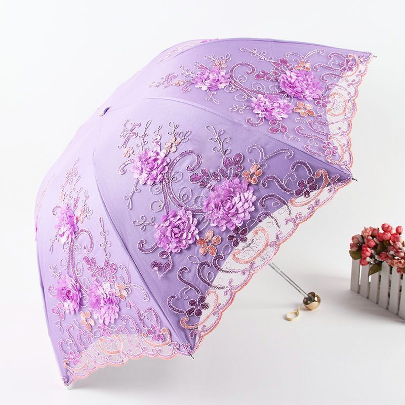 刺繍日傘 雨傘 レース 日傘 折りたたみ傘 UPF50+ レディース