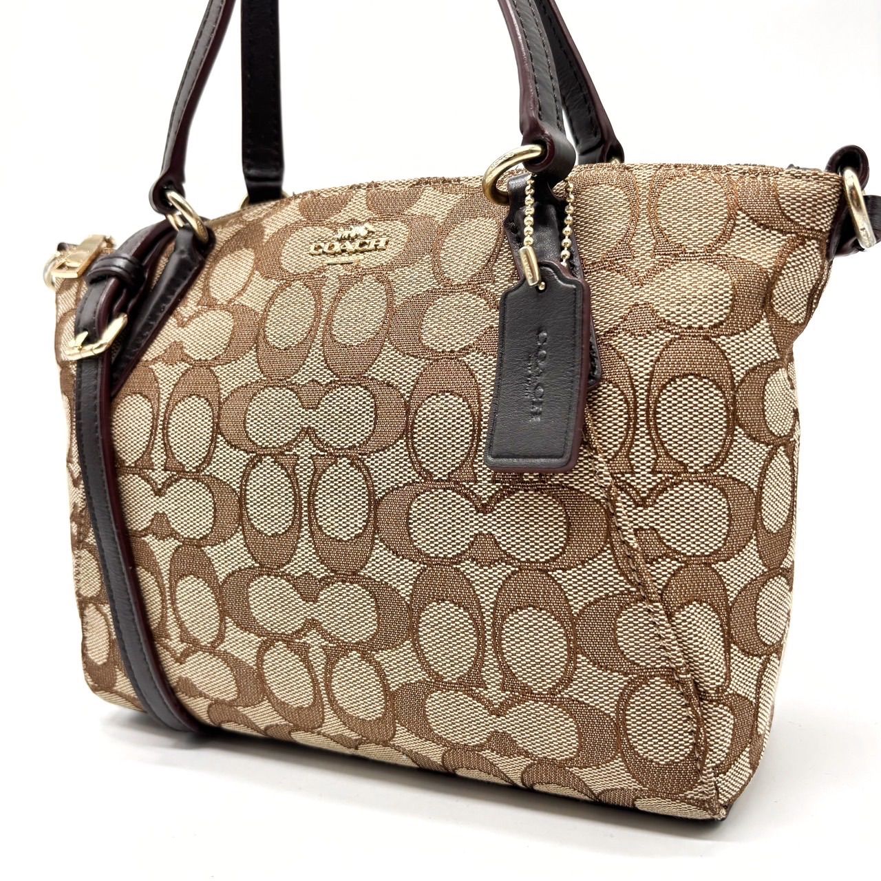 良品】COACH コーチ シグネチャー 2WAY ショルダーバッグ ブラウン