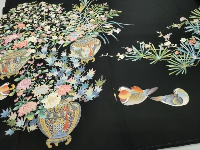 鴛鴦陶器草花文