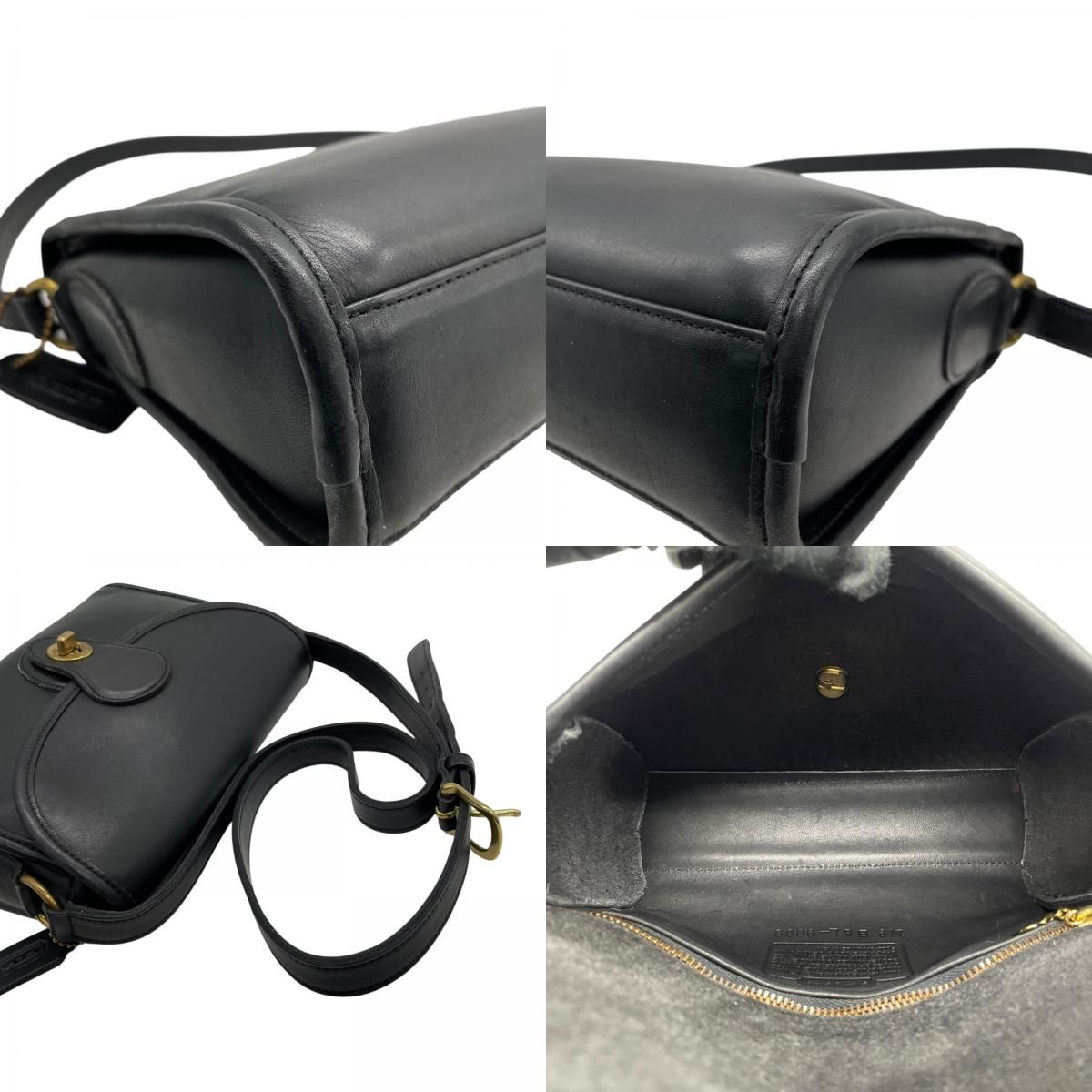 【極希少】オールドコーチ　ショルダーバッグ　巾着　グラブタンレザー　USA製　黒 希少 COACH オールドコーチ ヴィンテージ 黒 ブラック ターン