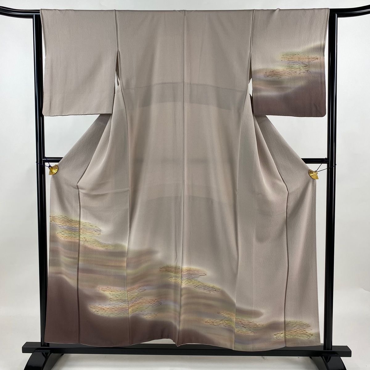 付下げ 身丈156cm 裄丈63cm S 袷 霞 絞り ぼかし 薄小豆 正絹 秀品