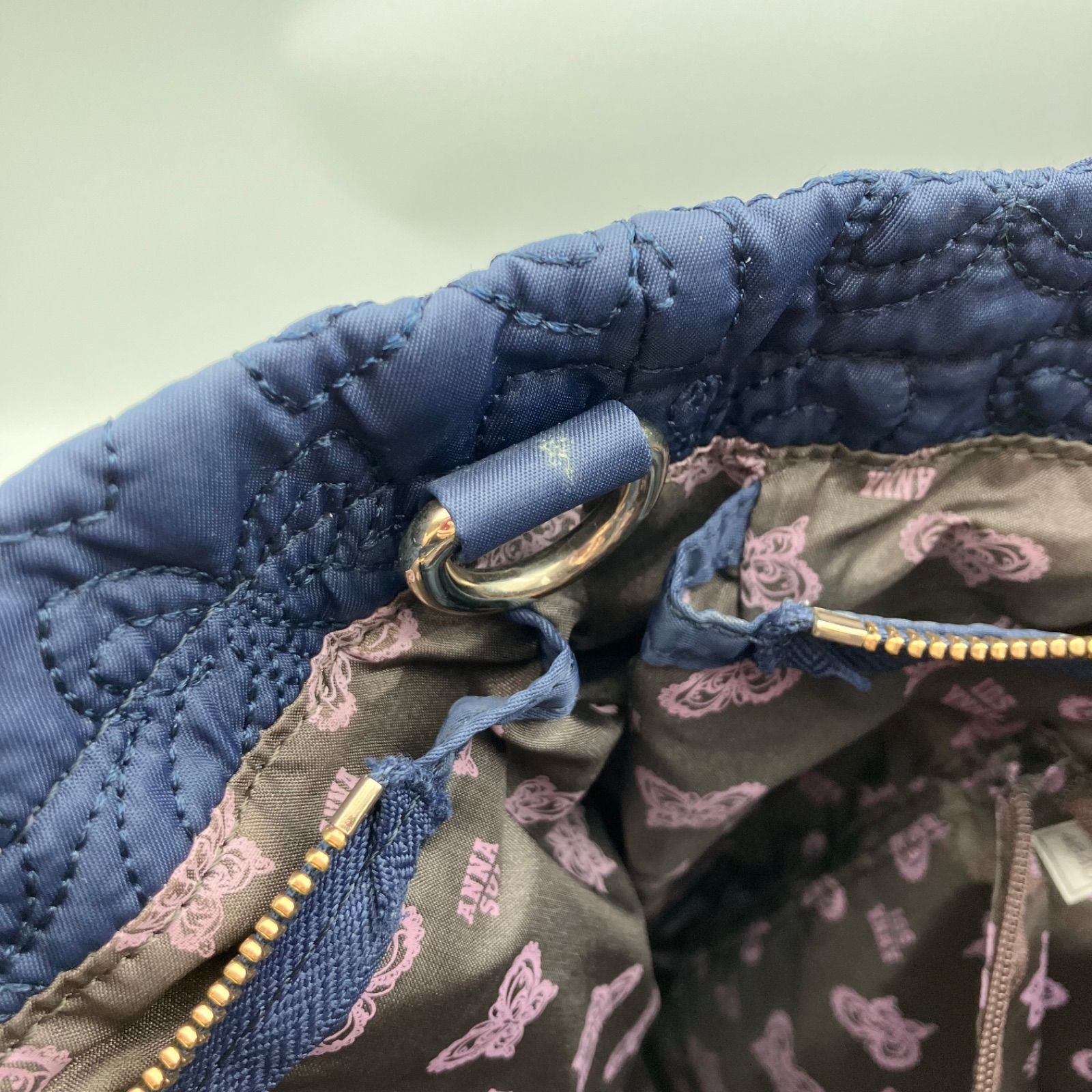 ANNA SUI アナスイ 蝶柄 キルティングバッグ トートバッグ 2way