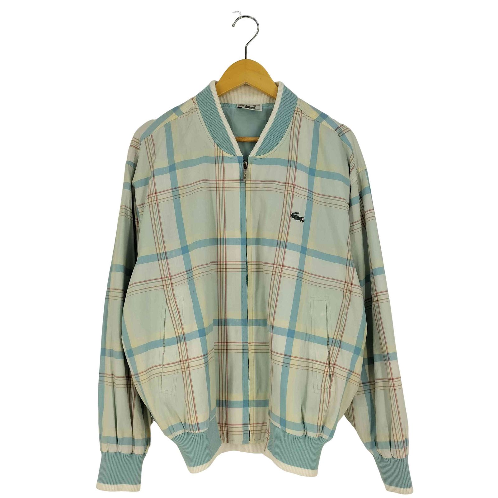ヴィンテージ　LACOSTE　ブルゾン【S】チェック　ワッペン　美品　レトロ ヴィンテージ LACOSTE ブルゾン【S】チェック ワッペン 美品