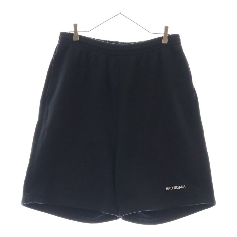 BALENCIAGA バレンシアガ ロゴ刺繍 ハーフスウェットパンツ ショーツ ブラック 674591 TMVF5