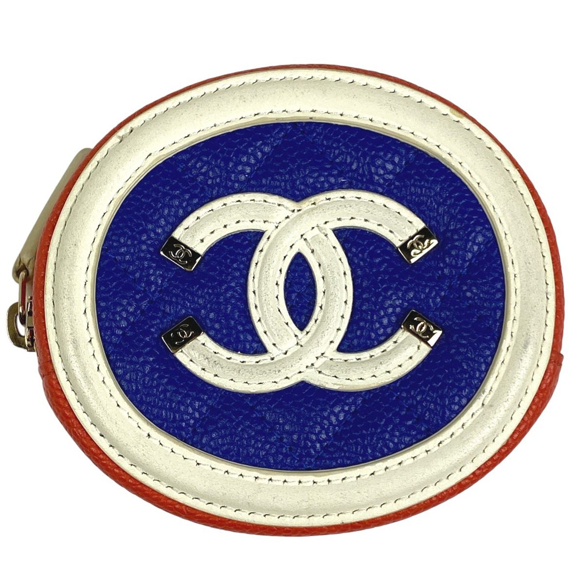 シャネル CHANEL CCフィリグリー コインケース マトラッセ ミニポーチ コインケース キャビアスキン レッド ブルー ホワイト レディース