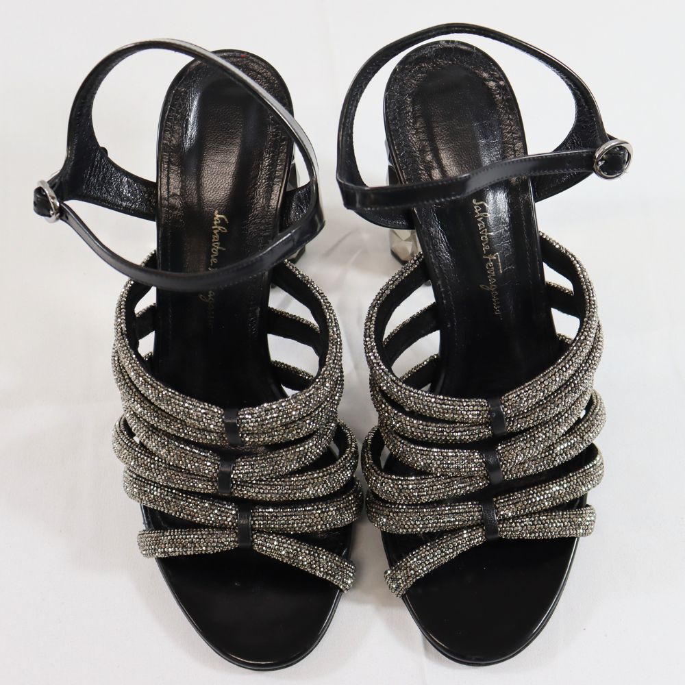 美品　Ferragamo/フェラガモ　レザーストラップサンダル　ブラック　8C 美品 Ferragamo/フェラガモ レザーストラップサンダル ブラック 8C