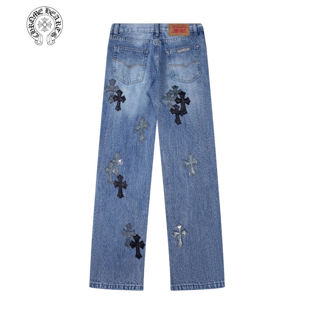 Chrome hearts クロムハーツ カウクロス パッチワーク ジーンズ