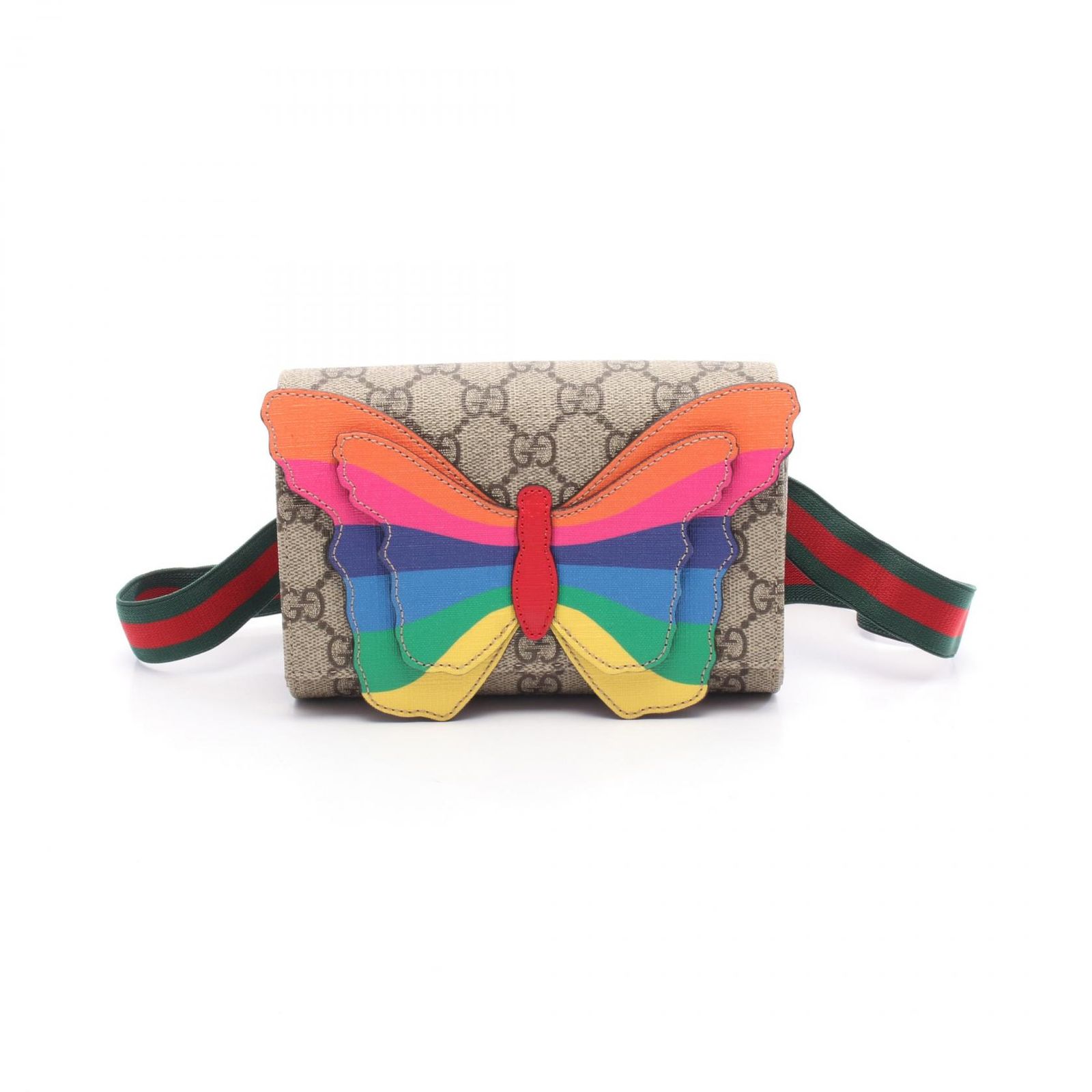 GUCCI グッチ GGスプリーム レインボーバタフライ ウエストバッグ ボディバッグ
