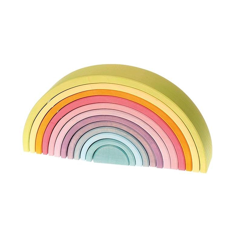 グリムGRIMM S 玩具 おもちゃ 知育玩具 積み木 12pcs インテリア 見立て遊び 虹 レインボー 高さ18×幅38×奥行7cm 虹色トンネル パステル 特大