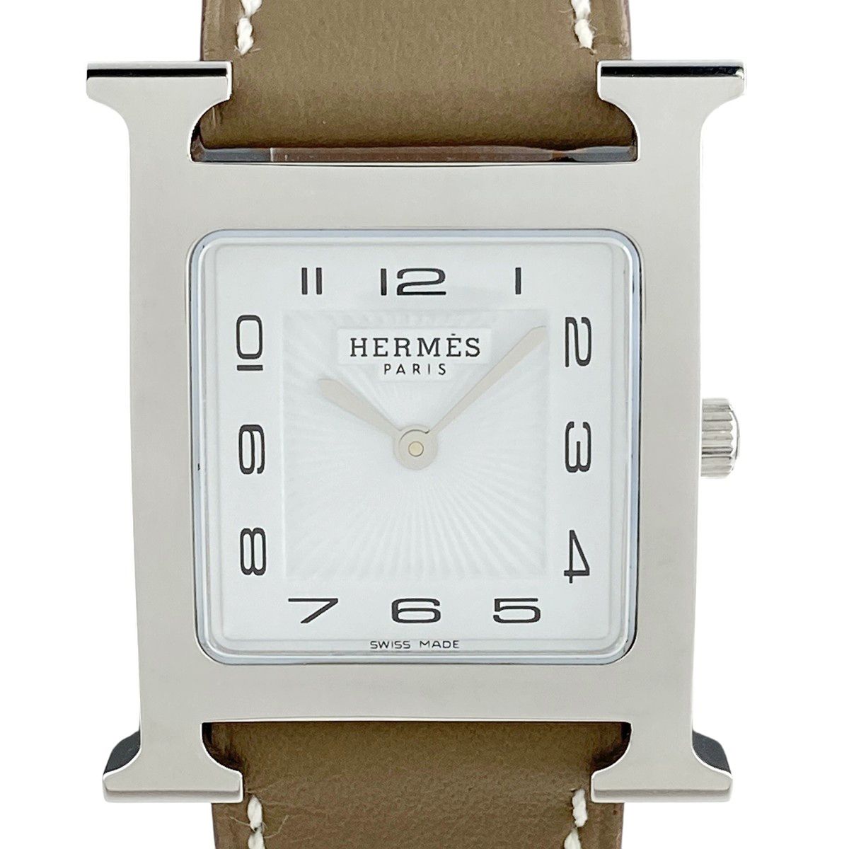 エルメス HERMES Hウォッチ HH1.510 腕時計 SS レザー クォーツ ホワイト ユニセックス
