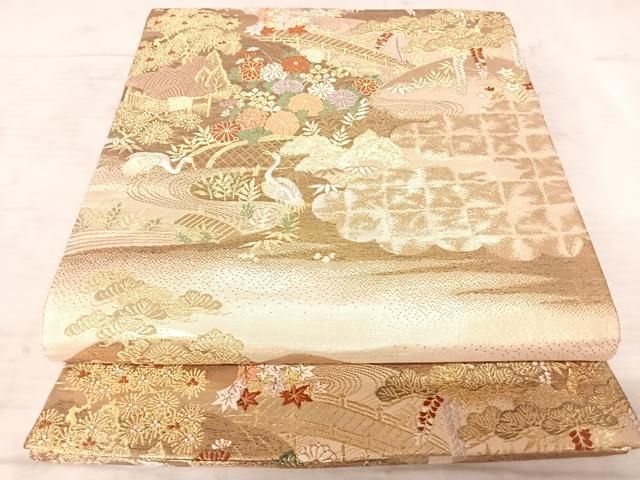 平和屋着物◎六通柄袋帯 唐織 花鳥文 金糸 正絹 逸品 AAAX7572yx