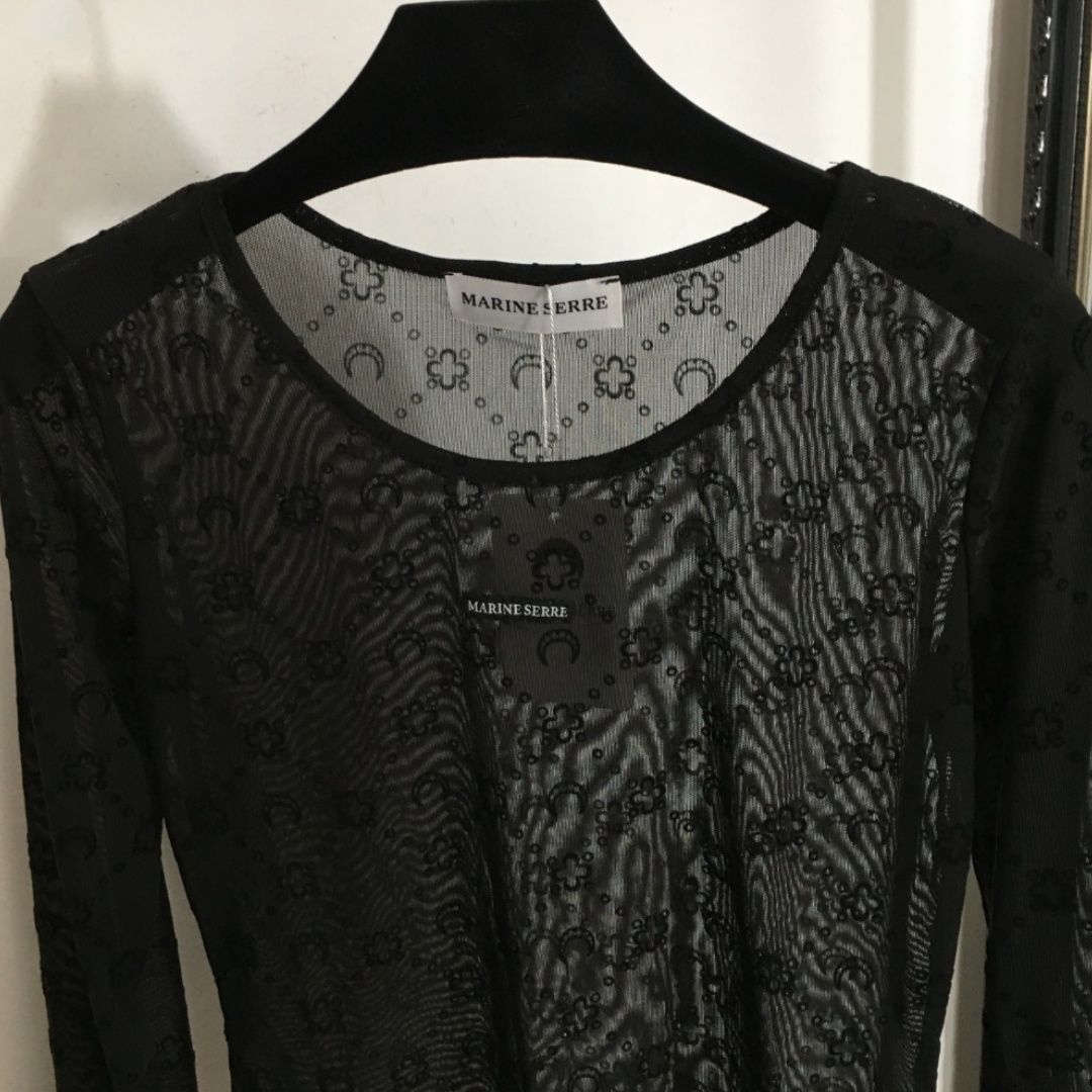 MARINE SERRE マリーンセル Tシャツ ブラック M 黒 長袖 MARINE SERRE マリーンセル 女性用 レディース用 Tシャツ