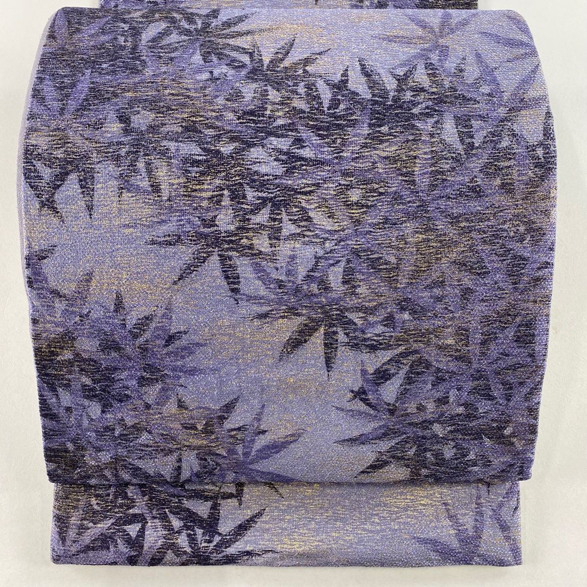 袋帯 美品 逸品 豹柄 灰紫 全通 正絹 【中古】（袋帯 美品 秀品