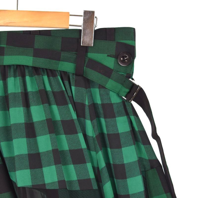 sacai サカイ グリーン バッファローチェック スカート サカイ sacai 22SS Buffalo Check Maxi Skirt バッファロー