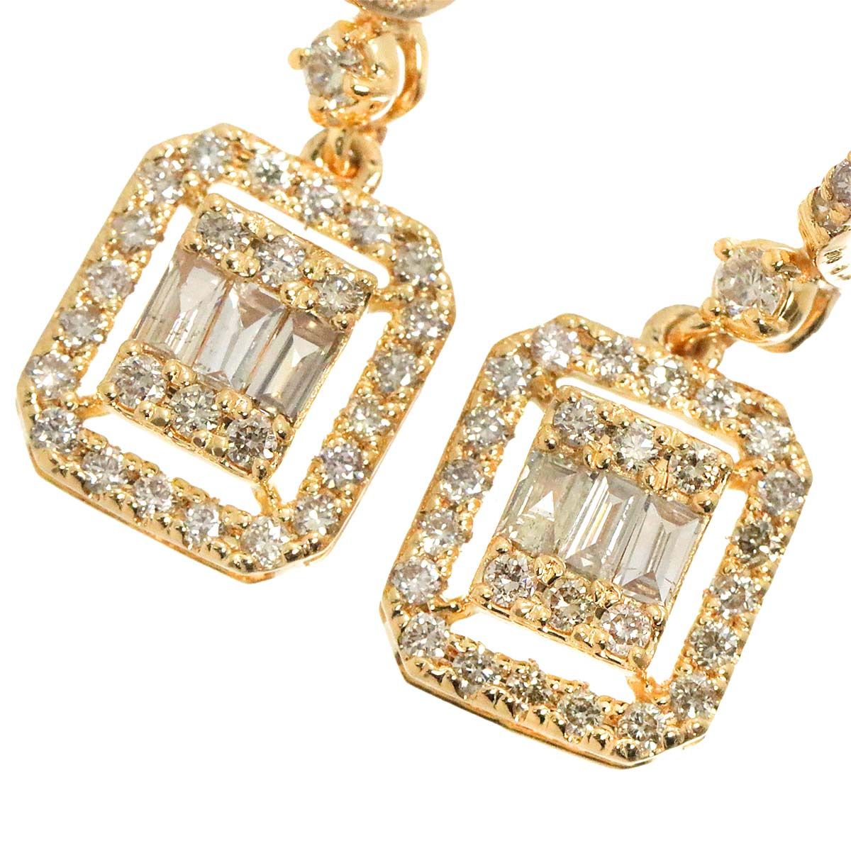 ダイヤ 0.45ct/0.45ct ピアス K18 YG イエローゴールド 750 Diamond