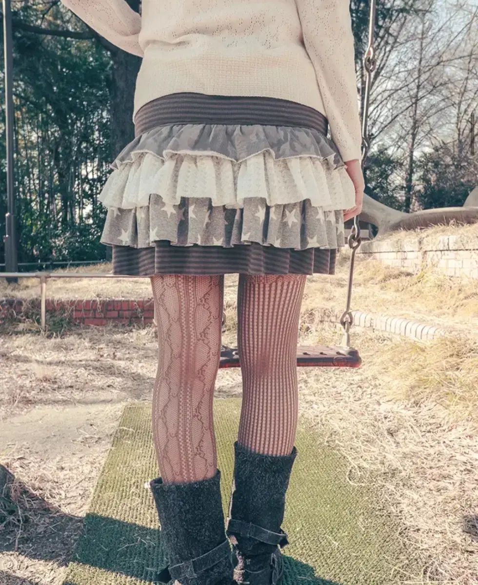 HUG YOUR SKIN ハグユアースキン ティアードレイヤードスカート ブラウン