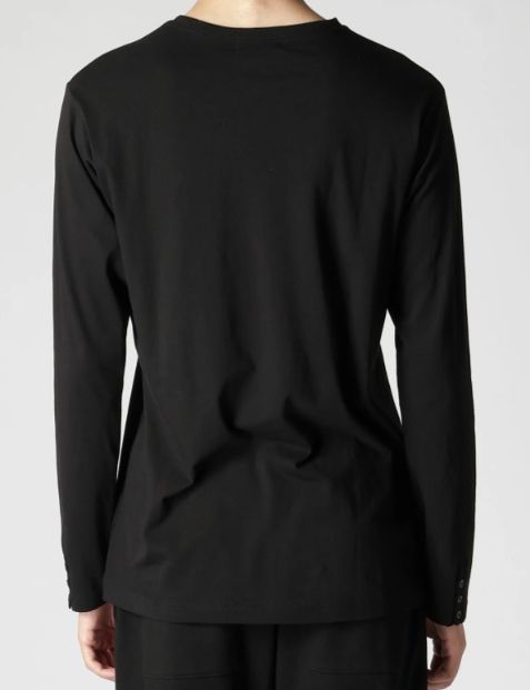 YOHJI YAMAMOTO COMBED SINGLE JERSEY HENRY ROUND NECK LONG