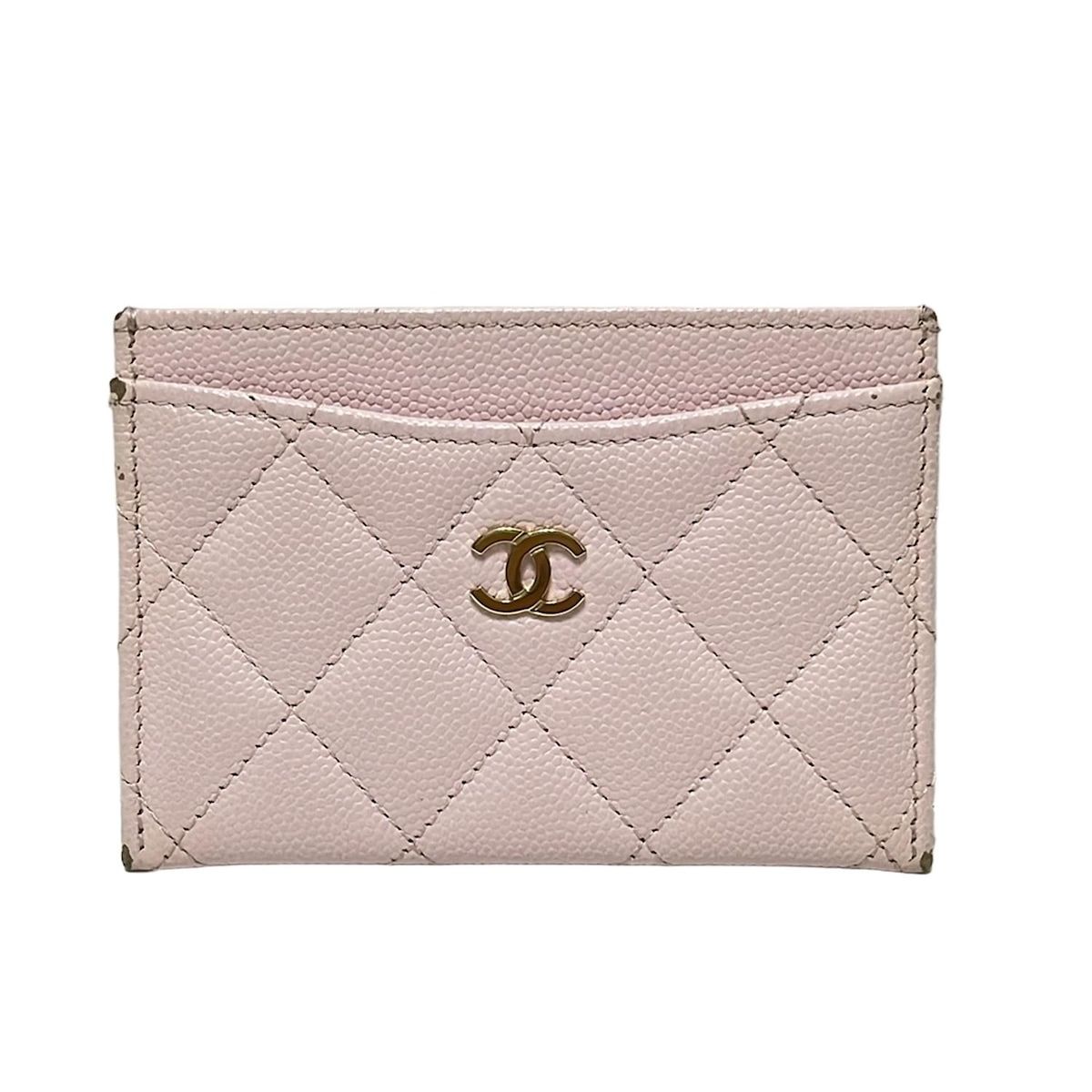 CHANEL シャネル カードケース マトラッセ ライトピンク ココマーク|ゴールド金具