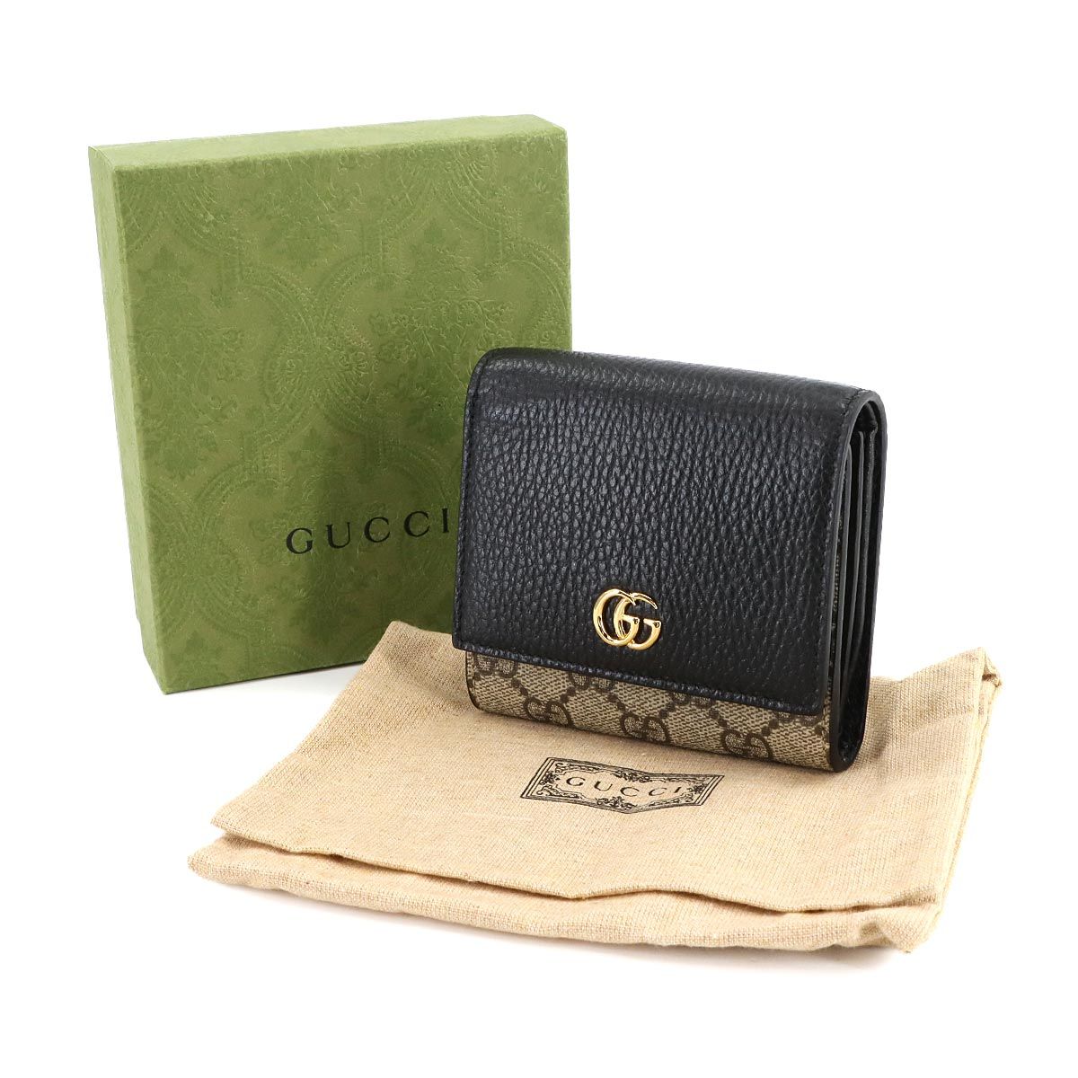 未使用 展示品 グッチ GUCCI GGマーモント 二つ折り 財布 GGスプリーム