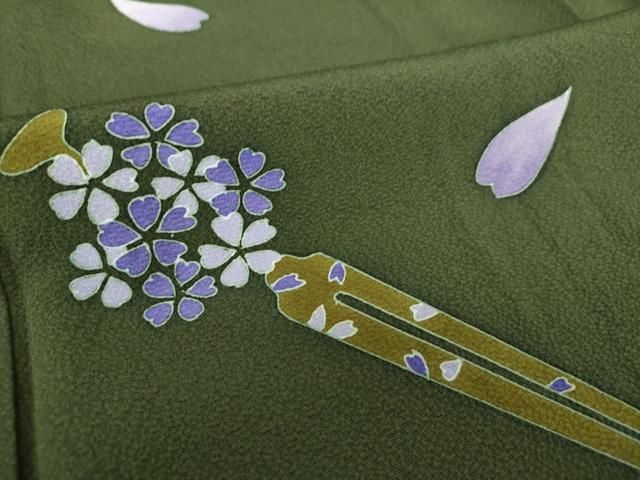 平和屋着物○訪問着 刺繍 花簪 舞桜 銀糸 ほていや扱い 正絹 逸品  