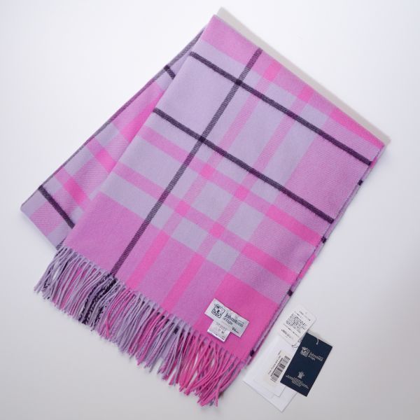 ロンハーマン　ジョンストンズ　別注　ストール　ブロックチェック　ピンク ロンハーマンジョンストンズ別注ストールブロックチェックピンク