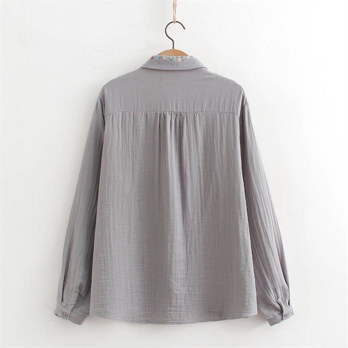 ブラウス シャツ DOUBLE GAUZE EMBROIDERY SHIRT/ ダブルガーゼ刺繍シャツ レディース ガーゼ シャツ レディース ダブルガーゼ 綿100% 花柄 刺繍