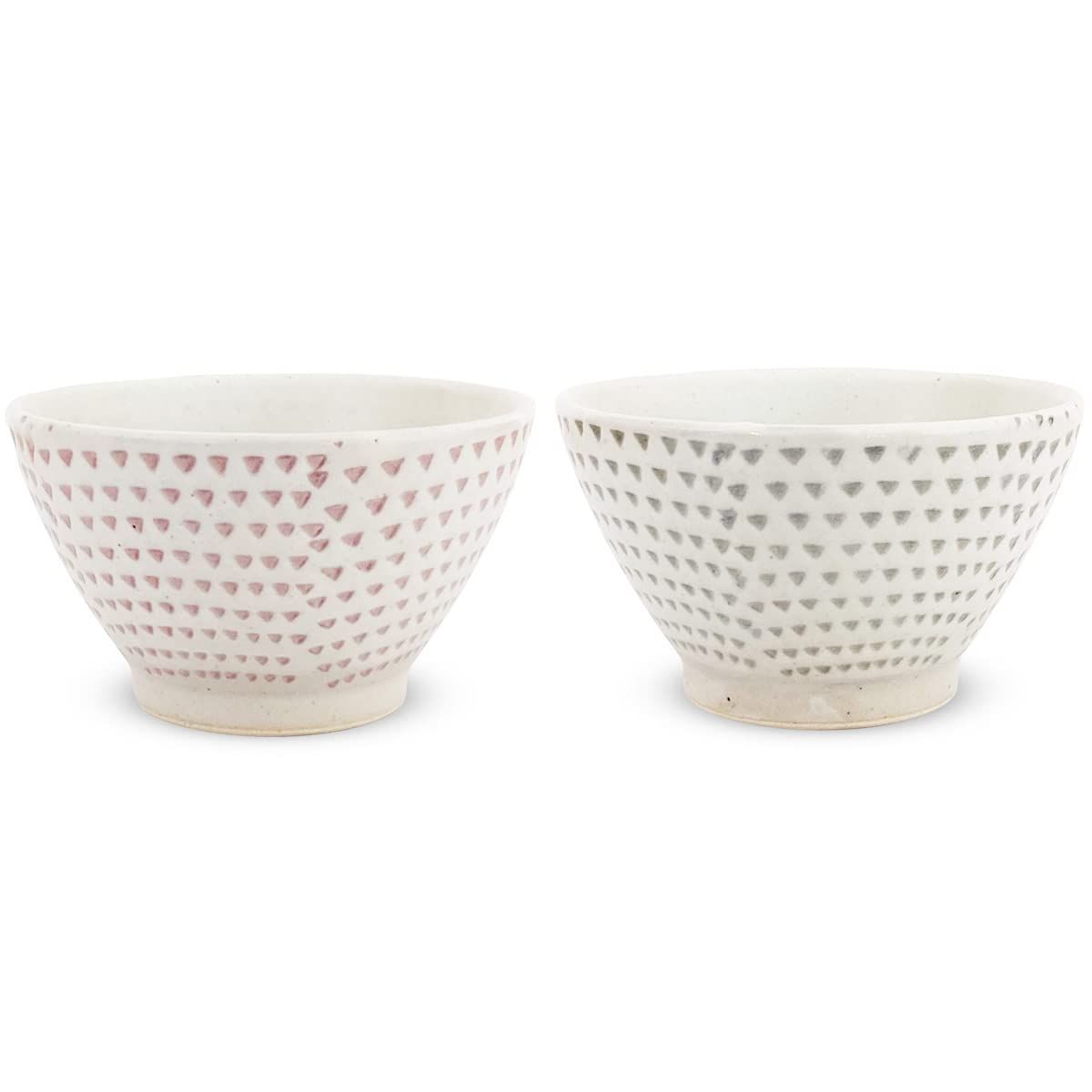 【在庫処分】J-kitchens 勲山窯 ペア くらわんか 茶碗 小 φ11.3x6.7cm 波佐見焼 日本製 粉引カンナ レッド グリーン