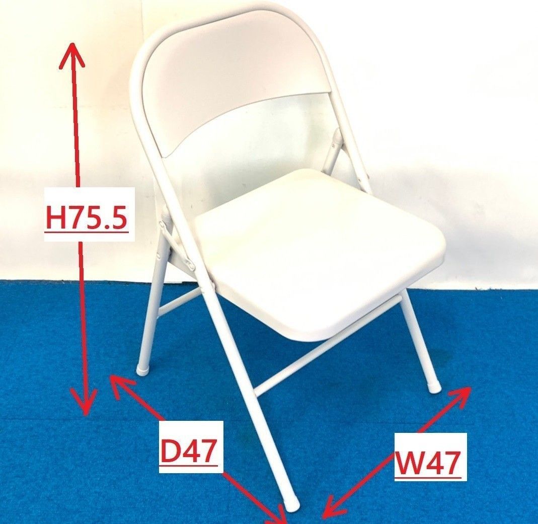【米軍放出品】MECO 折り畳みイス 4脚セット パイプ椅子 無地 未使用品 ホワイト グレー オフィス 事務 学校 ミーティングルーム 会議室  (180)