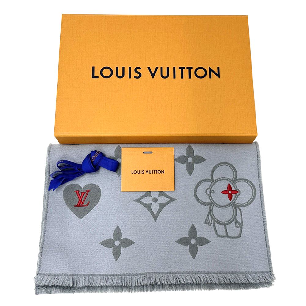 限定セール開催中！ ルイ ヴィトン LOUIS VUITTON マフラー レディース ブランド ストール ウール マフラー ヴィヴィエンヌCVD グレー ブルー かわいい おしゃれ 冬 AW カジュアル