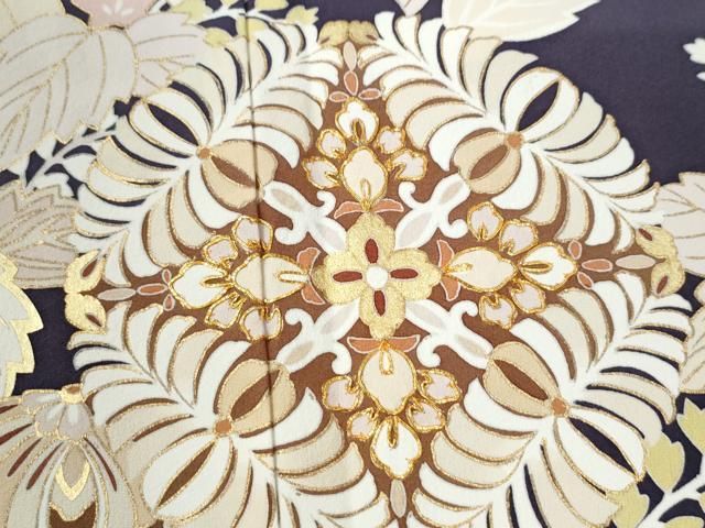 平和屋着物○豪華色留袖 駒刺繍 桐花唐草文 金彩 正絹 逸品 CAAU2447yc